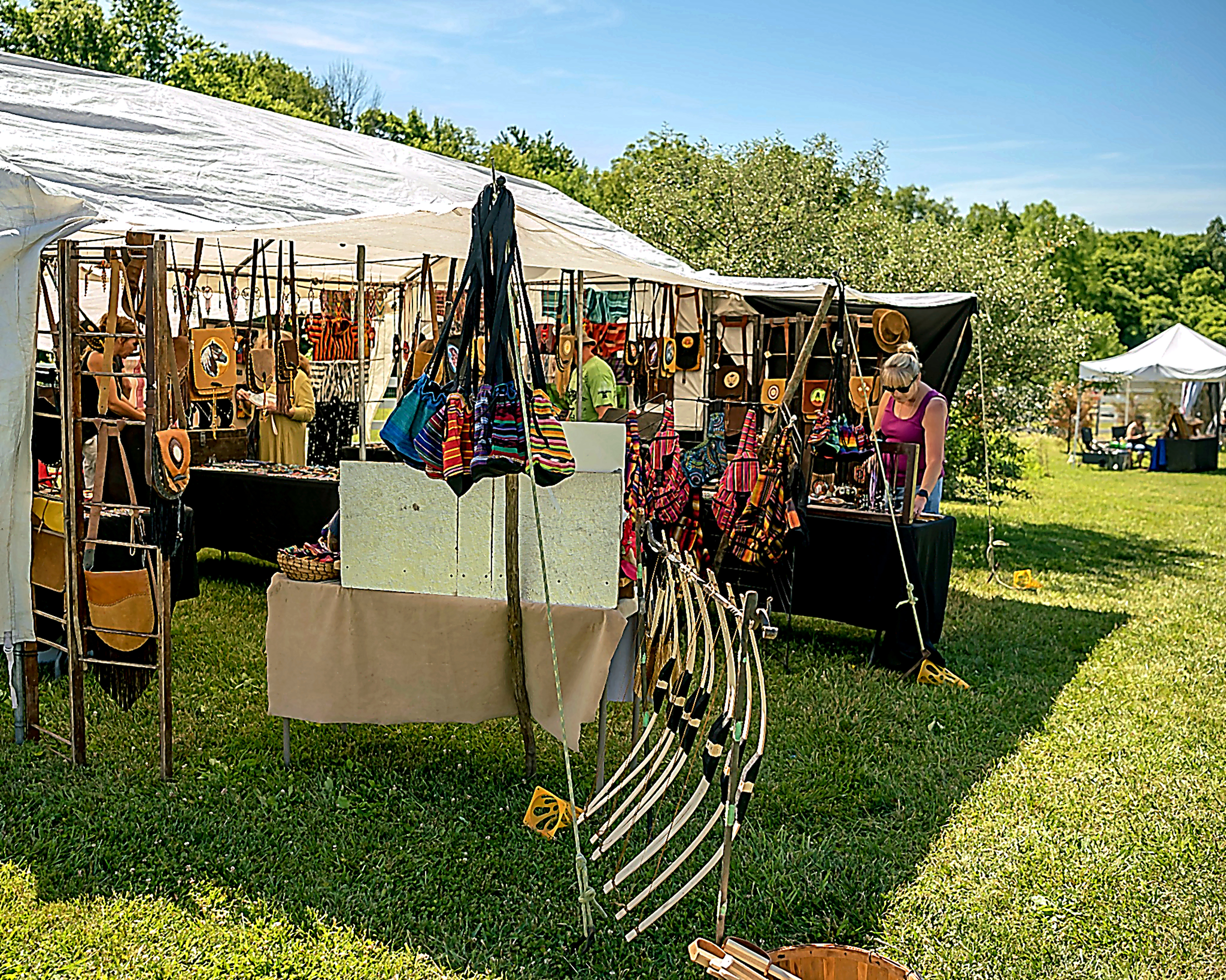Outdoor artisan vendor tents at the lavender festival